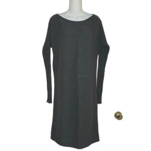 ATHLETA GRAY RIB KNIT EXTRA FINE MERINO WOOL BODYCON MIDI DRESS SIZE SMALL